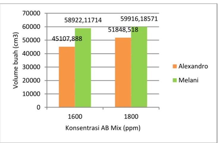 Gambar 4. Pengaruh konsentrasi AB Mix dan varietas melon terhadap tebal daging buah 