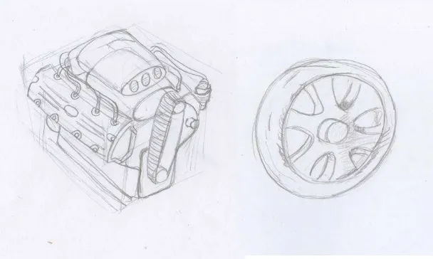 Gambar  III. 1 sketsa mesin dan ban 