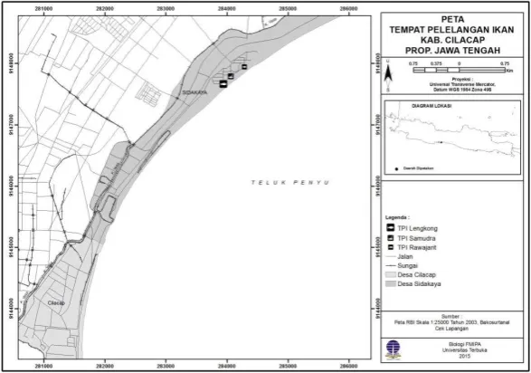 Figure 1. Map of Anisakis sample collections locations in Cilacap 