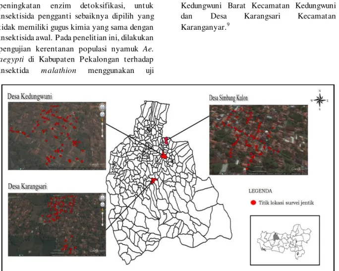 Gambar 1. Peta T itik Lokasi survei di Kabupat en Pekalongan berdasarkan titik GPS 