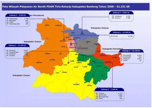 Gambar 3.1 Peta Wilayah Pelayanan Air Bersih PDAM Tirta Raharja 