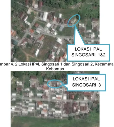 Gambar 4. 2 Lokasi IPAL Singosari 1 dan Singosari 2, Kecamatan  Kebomas  