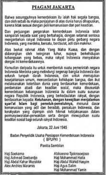 Gambar 1. Teks Piagam Jakarta.