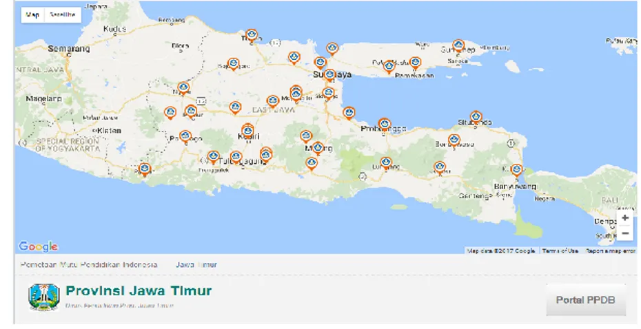 Gambar 1. Peta Sebaran SD di Provinsi Jawa Timur  