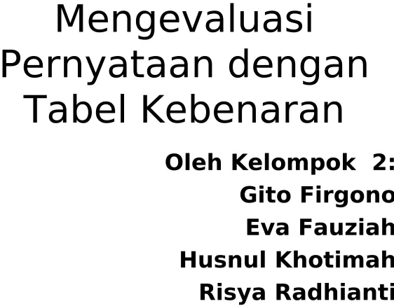 Tabel Kebenaran