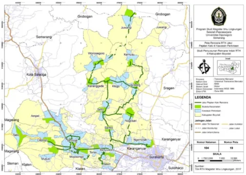 Gambar 2. Rencana Jalur Pejalan Kaki Kawasan Perkotaan Kabupaten Boyolali (Tim RTH 