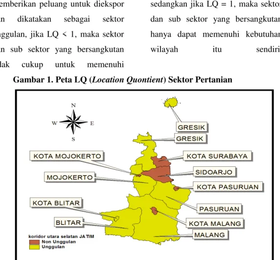 Gambar 1. Peta LQ ( Location Quontient) Sektor Pertanian 