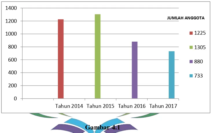 Gambar 4.1 Grafik Jumlah Anggota BTM BiMU Bandar Lampung Tahun 2014-2017 