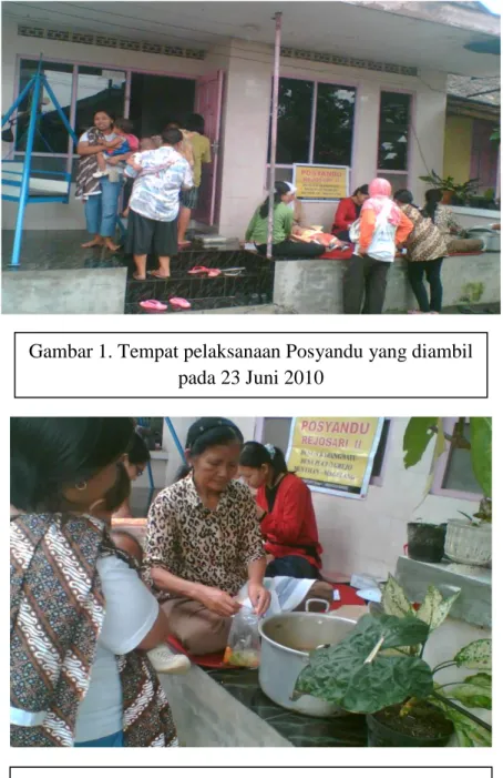Gambar 2. Kader sedang memberikan  makanan  tambahan yang diambil pada 23 Juni 2010  