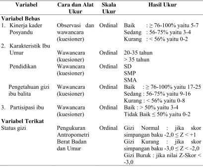 Tabel 3.4. Variabel, Cara, Alat,  Skala dan Hasil Ukur 
