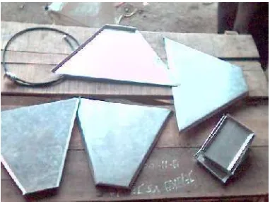 Gambar 3.9 Hasil Potong plat alumunium sesuai dengan pola.