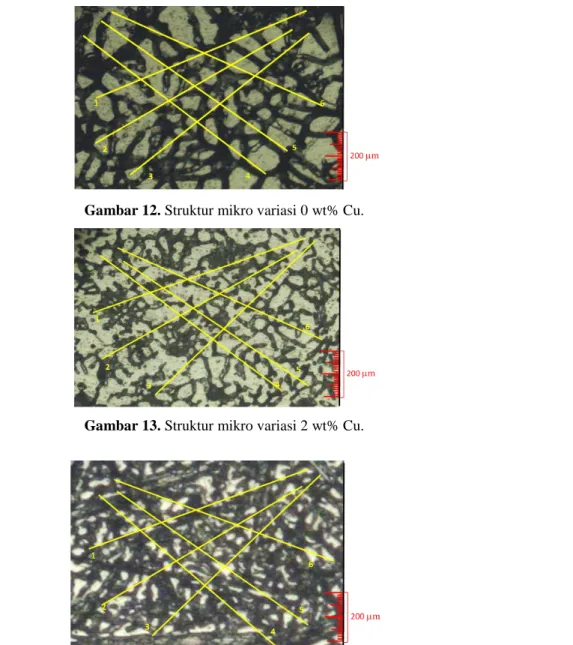 Gambar 13. Struktur mikro variasi 2 wt% Cu. 