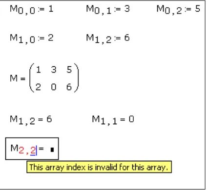 Figure 5-3: Defining and viewing matrix elements. Since the array ORIGIN