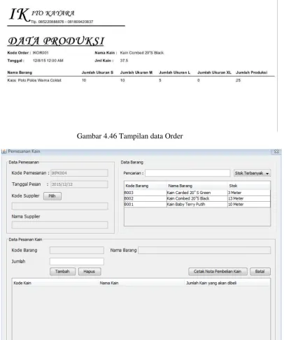 Gambar 4.46 Tampilan data Order 