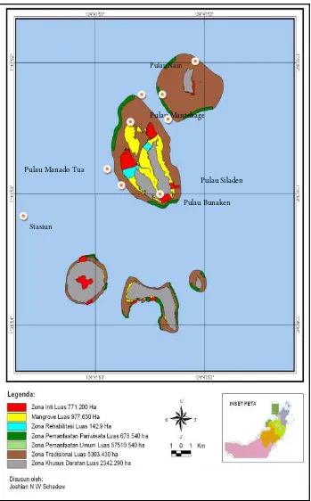 Gambar 1. Peta Lokasi Penelitian Pulau-Pulau Kecil Taman Nasional BunakenPrinciple Components Analysis