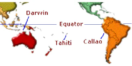 Gambar 1. Posisi Darwin dan Tahiti, yang di pakai sebagai dasar perhitungan SOI 