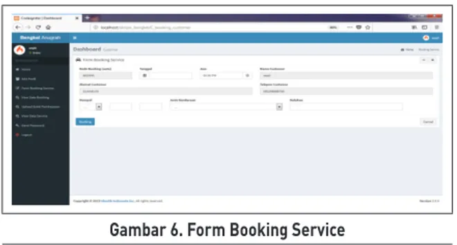 Gambar 6. Form Booking Service