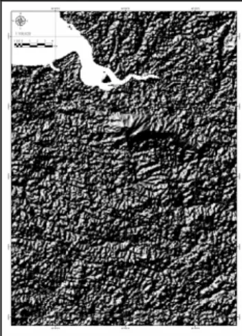 Gambar 5. Citra hillshaded relief daerah  penelitian dengan azimuth 315 o  dan  