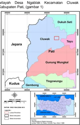 Gambar 1 Peta Administrasi lokasi penelitian  (Bappeda Kabupaten Pati,2012) 