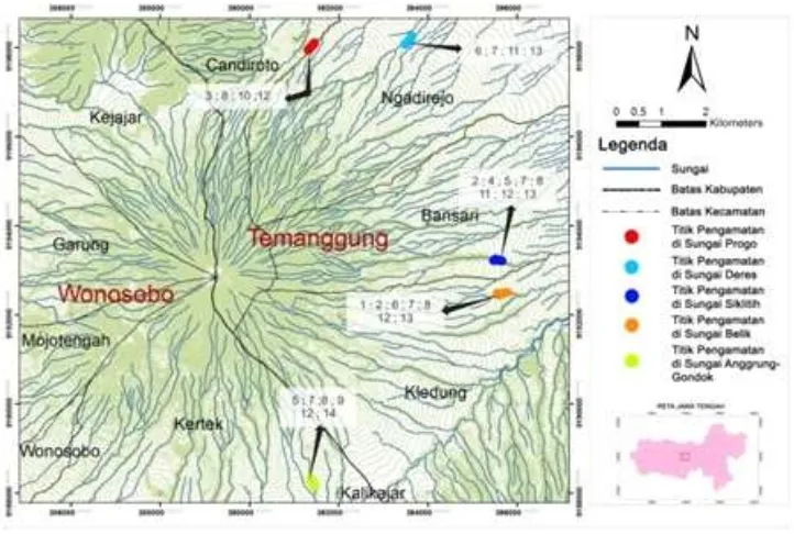 Gambar 1. Peta lokasi penelitian Gunung Sindoro Figure 1. Map of research site of Mount Sindoro