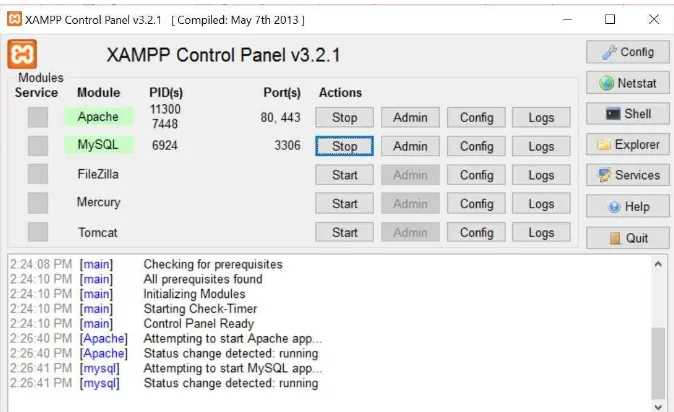 Gambar 1.10. Tampilan halaman depan phpMyAdmin