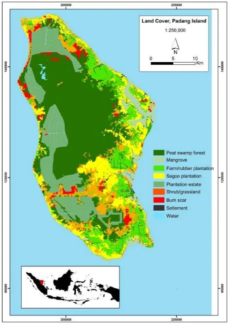 Figure 1 . Land cover/land use of Padang Island of 2016Gambar 1. Penggunaan/penutupan lahan di Pulau Padang                     tahun 2016