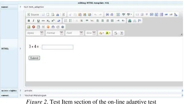 Figure 3. Feedback section of the on-line adaptive test 