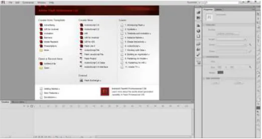 Gambar II.1 Tampilan Awal Macromedia Flash CS6  ( Sumber : Dedi Izham : 2012 ) 