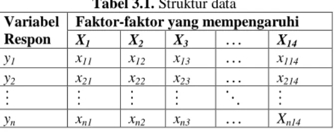 Tabel 3.1. Struktur data  Variabel 