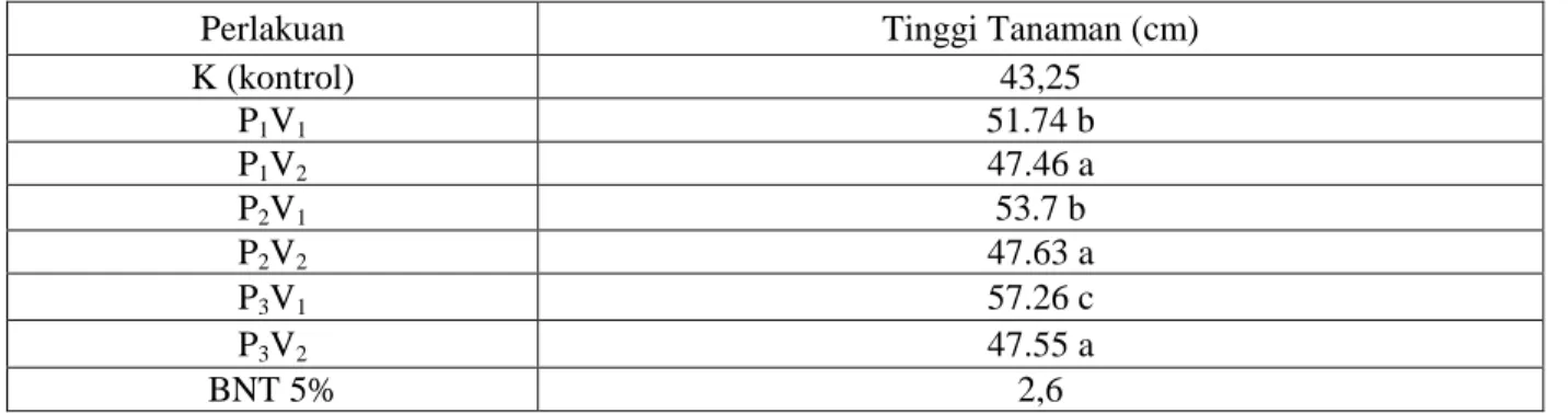Tabel 1.  Rata-rata Tinggi Tanaman (cm) Pada Umur 47 HST