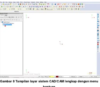 Gambar 8 Tampilan layar sistem CAD/CAM lengkap dengan menu 