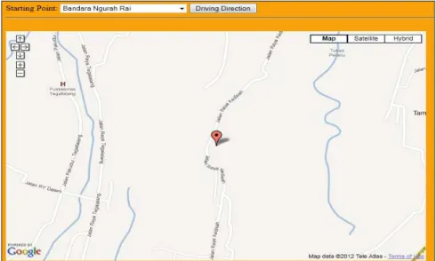 Gambar 3. Peta lokasi tempat pariwisata   3.1.1 Tampilan Driving Direction 