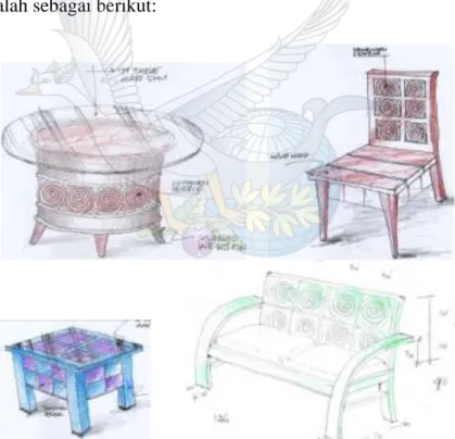 Gambar 1: Sketsa desain produk furnitur. 