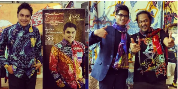 Gambar 8. Batik buatan “Sidji Batik” di endorse beberapa artis (Dwiki Darmawan dan Afghan)   untuk promosi (Foto: Sukarman, 2014) 