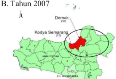 Gambar 2. Sebaran kasus leptospirosis Provinsi Jawa tengah tahun 2006 – 2009