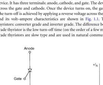 FIGURE 1.1(a) Thyristor symbol and (b) volt–ampere characteristics. (From Bose, B.K., Modern Power Electronics:Evaluation, Technology, and Applications, p