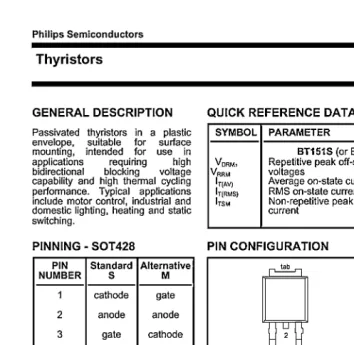FIGURE 1.30Page 1 of a data sheet for a typical thyristor. (From Philips Semiconductors