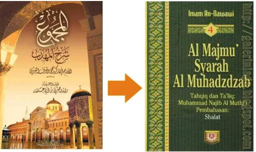 Gambar 3. Contoh karya terjemahan. Al Majmu‟ adalah kitab hukum Islam berbahasa Arab karya Imam Nawawi yang kemudian diterjemahkan ke dalam bahasa Indonesia       