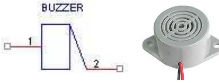 Gambar 2.7 (a) Simbol buzzer, (b). Bentuk Buzzer 