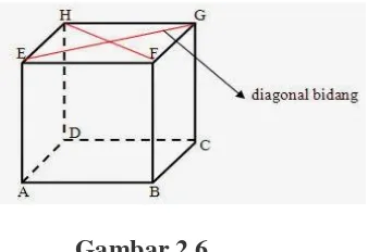  Gambar 2.6 Diagonal bidang kubus ABCDEFGH adalah : AC, BD, FH, GE, BE, AF, DG, 