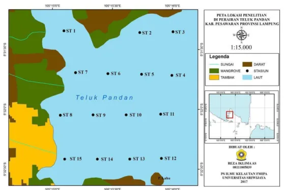 Gambar  3.  Lokasi  Penelitian  mengambil  tempat  di  Teluk  Pandan,  Provinsi  Lampung