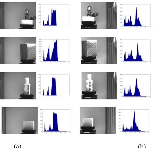 Gambar 5. Rata-rata nilai histogram dari 20 citra hasil akuisisi kamera kiri (a) dan kanan (b) 