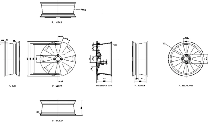 Gambar 3.2 Ukuran velg standar 