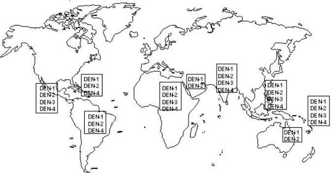 Gambar 1. Peta Penyebaran Virus Dengue Di Dunia