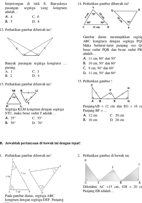 Gambar diatas ABC kongruen Maka berturut-tubesar sudut PQRadalah… A. s menunjukkan segitiga n dengan segitiga PQR