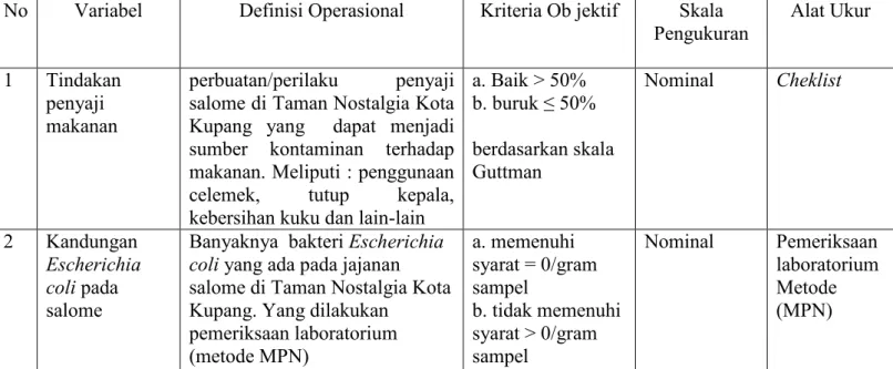 Tabel 1  Definisi Operasional 