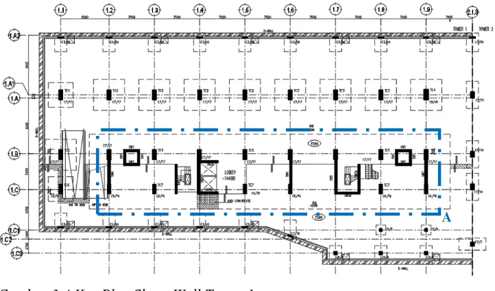 Gambar 3.4 Key Plan Shear Wall Tower 1 