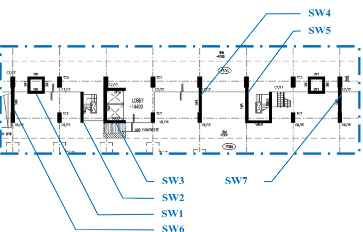 Tabel 3.2 Desain Shear Wall Tower 1 Tabel 3.2 Desain Shear Wall Tower 1