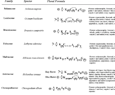 Figure 4.23Floral formulae of some representative species of few families of angiosperms de-picting diversity of features depicted