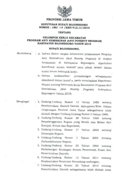 Keputusan Bupati No. 208 Tahun 2015 Tentang Kelompok Kerja Kecamatan ...